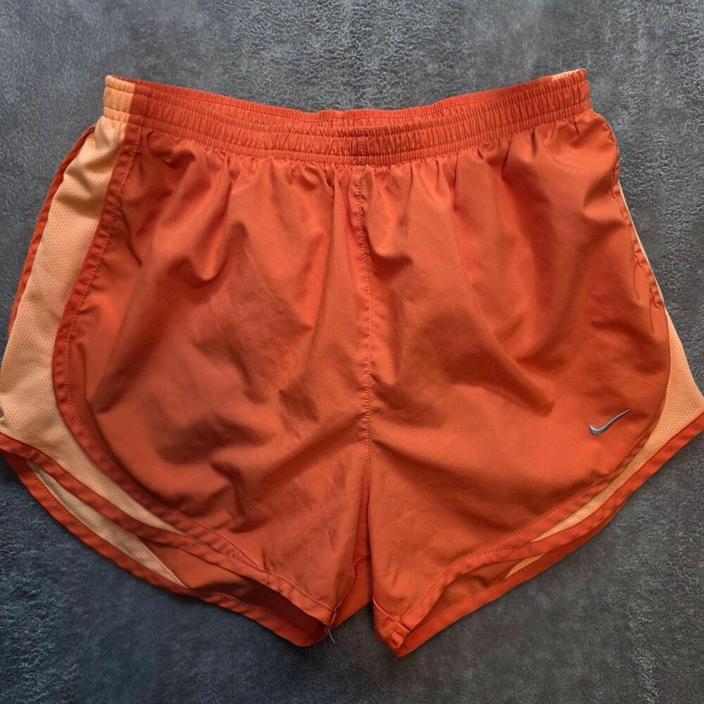 Nike Dri-FIT Running Shorts Womens M Orange Lined Athletic Gym Training